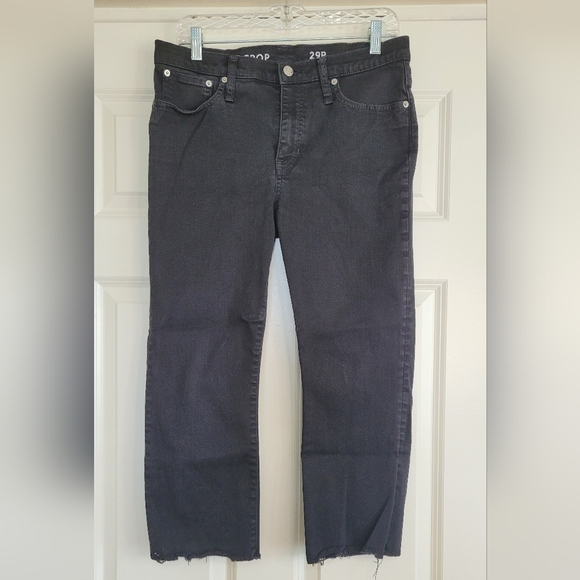 J. Crew 9" Black Demi Boot Crop with Frayed Hem - Size 29P - Picture 2 of 11